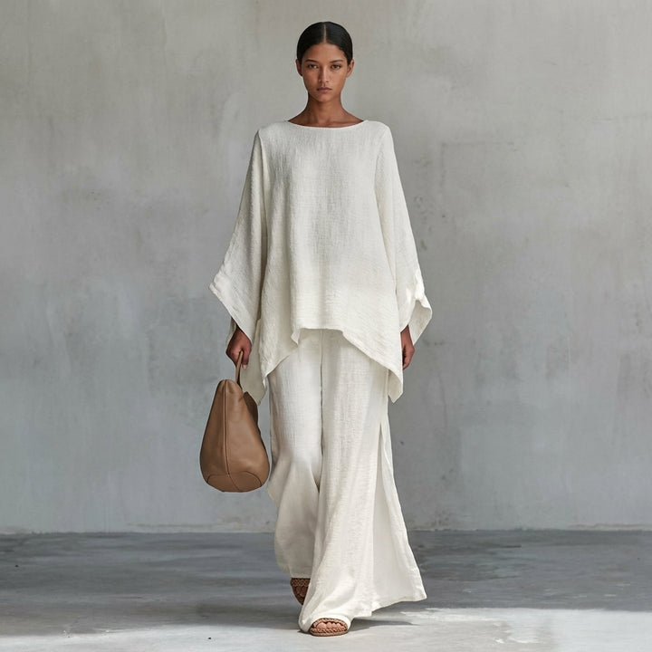 Fleurine | Ensemble cape drapée et pantalon large