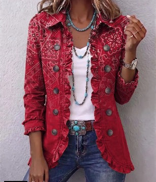 Gaia | Veste bohème paisley ombrée à volants