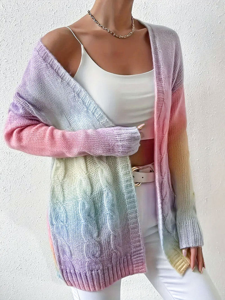 Hanaé | Cardigan long ouvert en maille dégradée