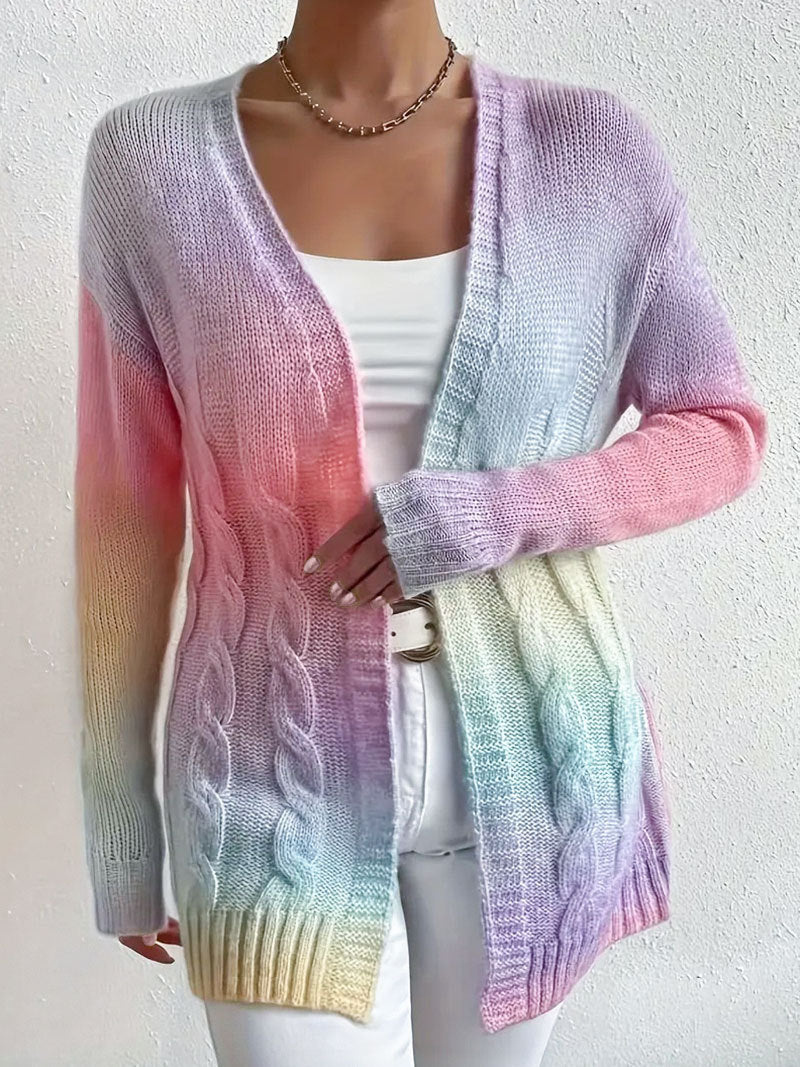 Hanaé | Cardigan long ouvert en maille dégradée