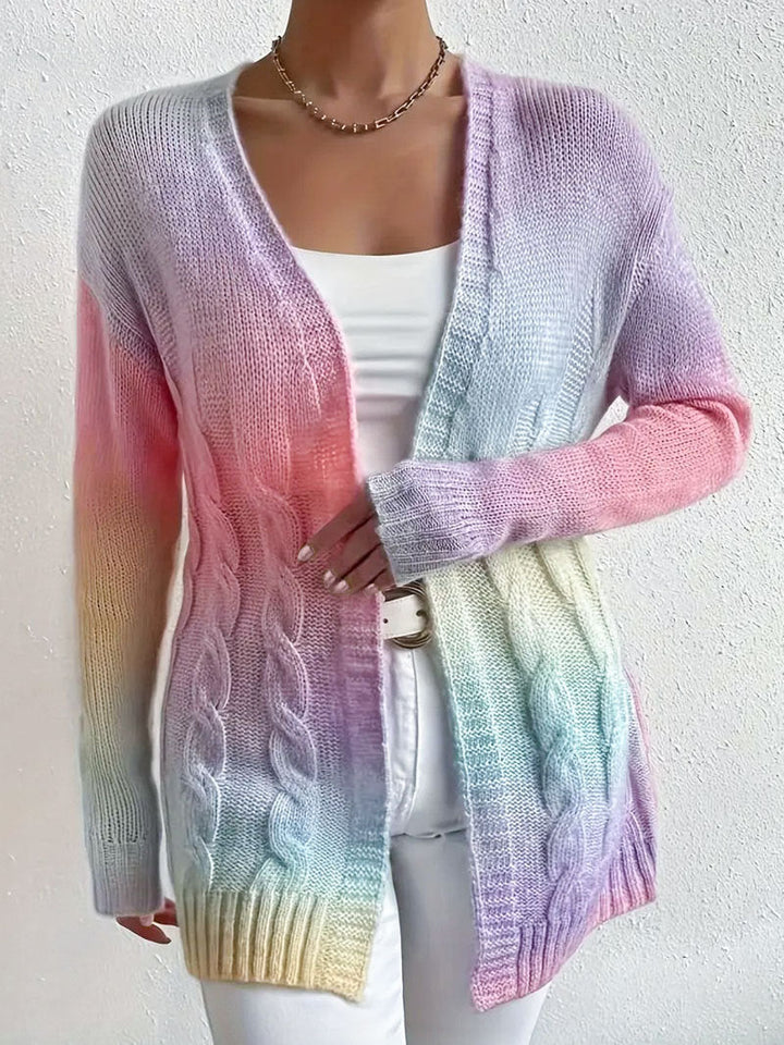 Hanaé | Cardigan long ouvert en maille dégradée