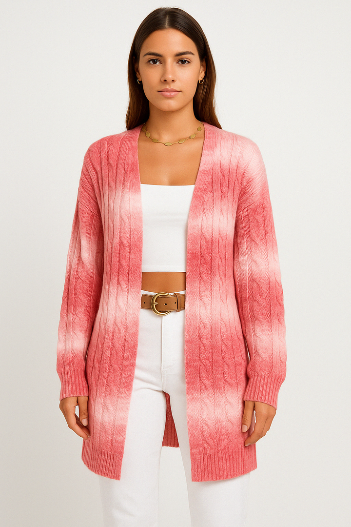 Hanaé | Cardigan long ouvert en maille dégradée