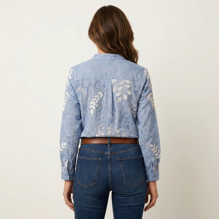 Lorielle | V-Neck Botanical Print Blouse