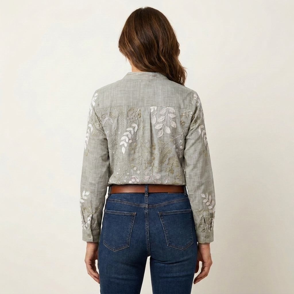 Lorielle | V-Neck Botanical Print Blouse