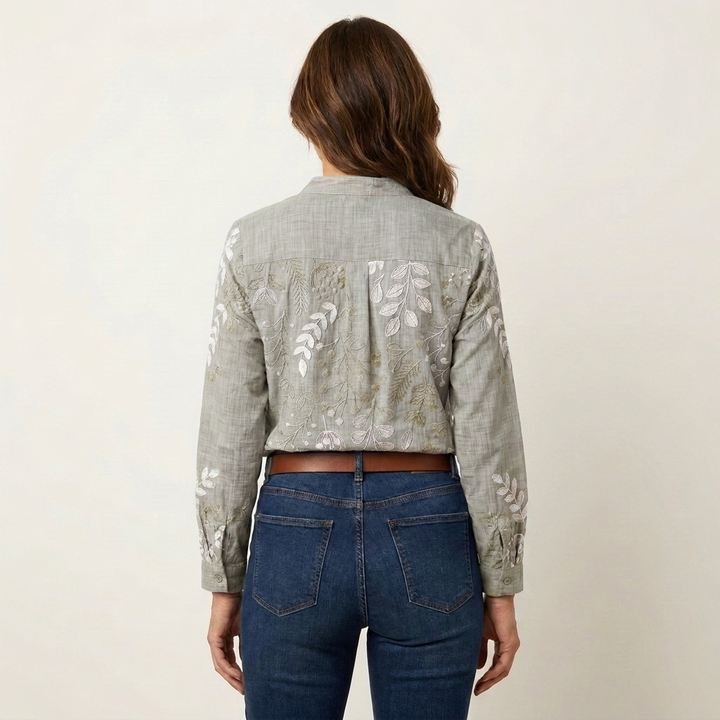 Lorielle | V-Neck Botanical Print Blouse