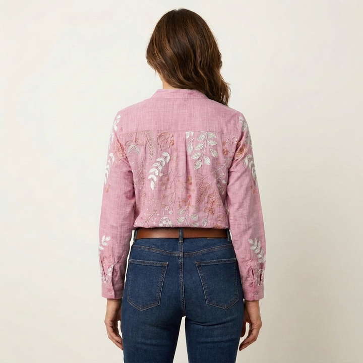 Lorielle | V-Neck Botanical Print Blouse