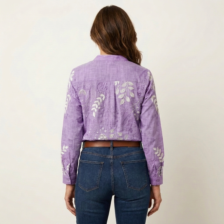 Lorielle | V-Neck Botanical Print Blouse