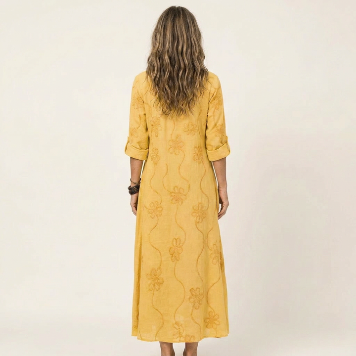 Mariam | Robe Maxi en avec Broderie Florale