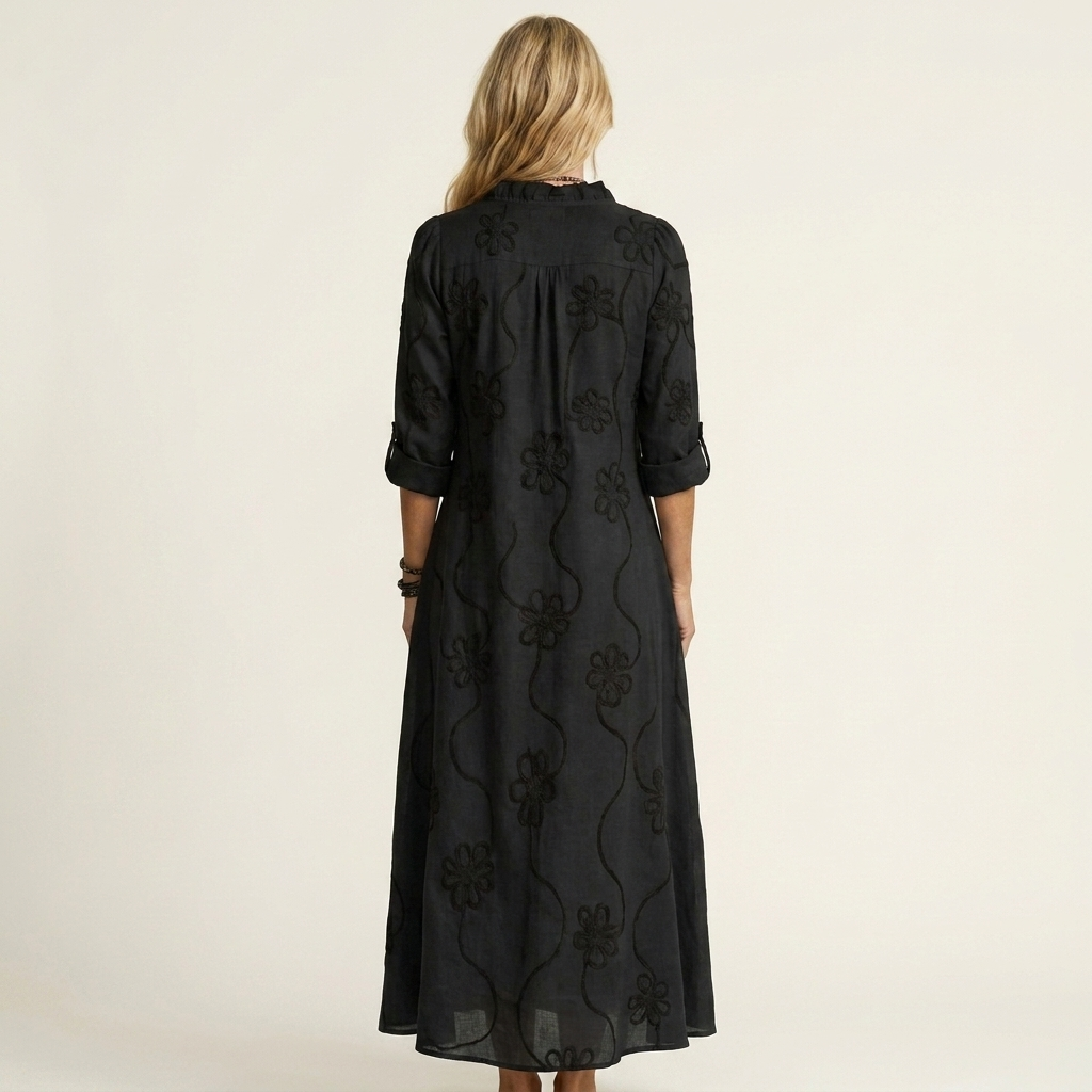 Mariam | Robe Maxi en avec Broderie Florale