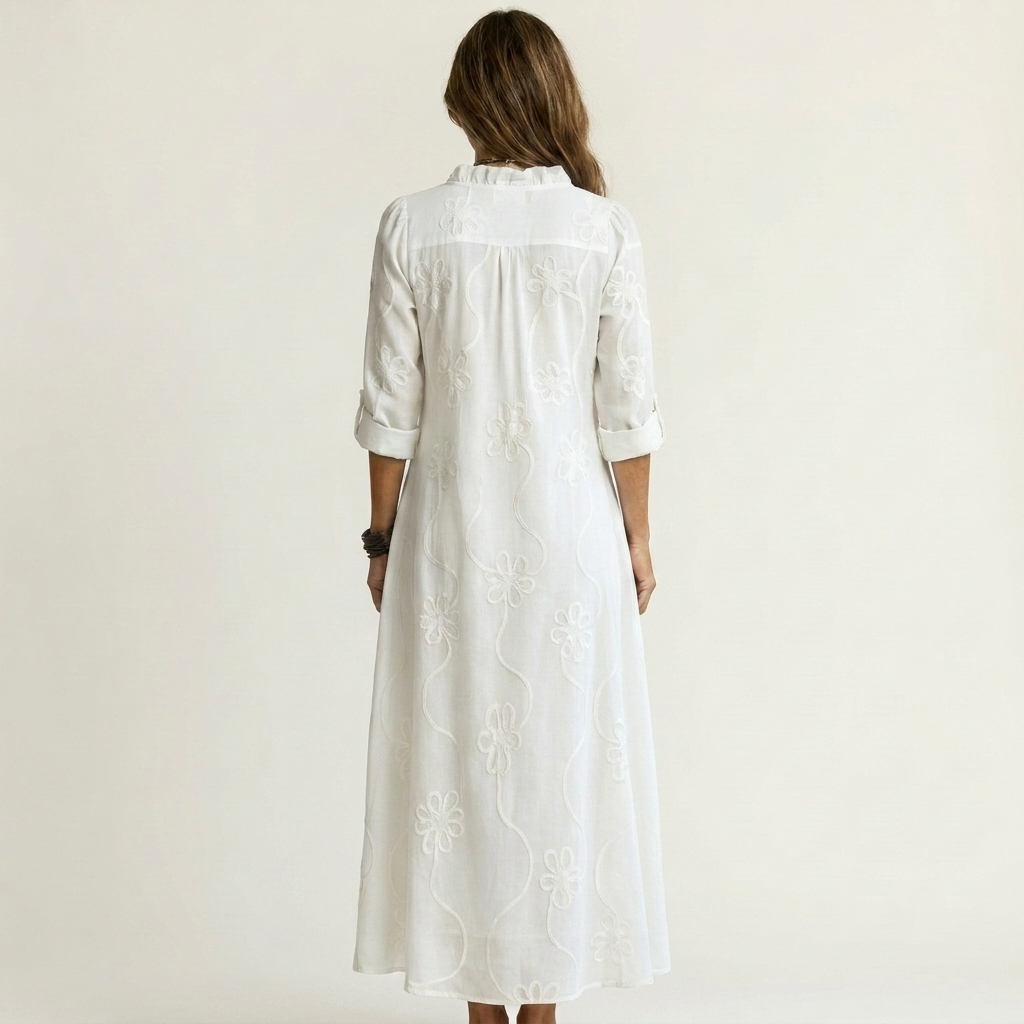 Mariam | Robe Maxi en avec Broderie Florale
