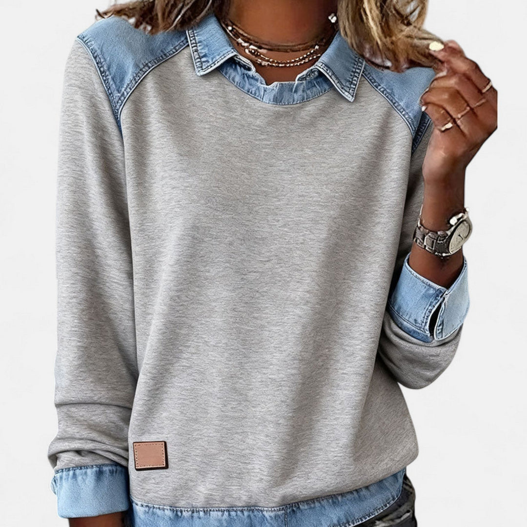 Iléana | Sweat à empiècements effet jean