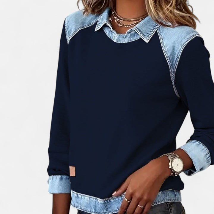 Iléana | Sweat à empiècements effet jean