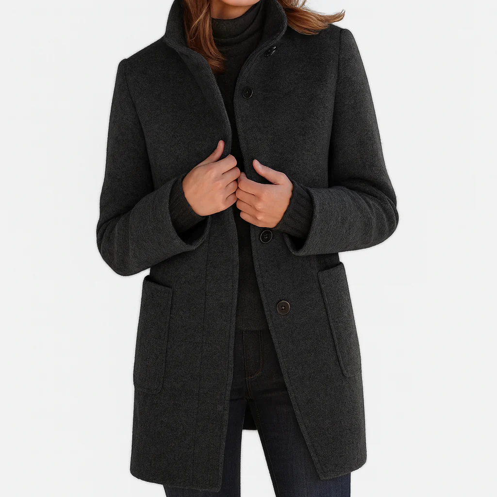 Adrienne | Manteau midi texturé à col montant