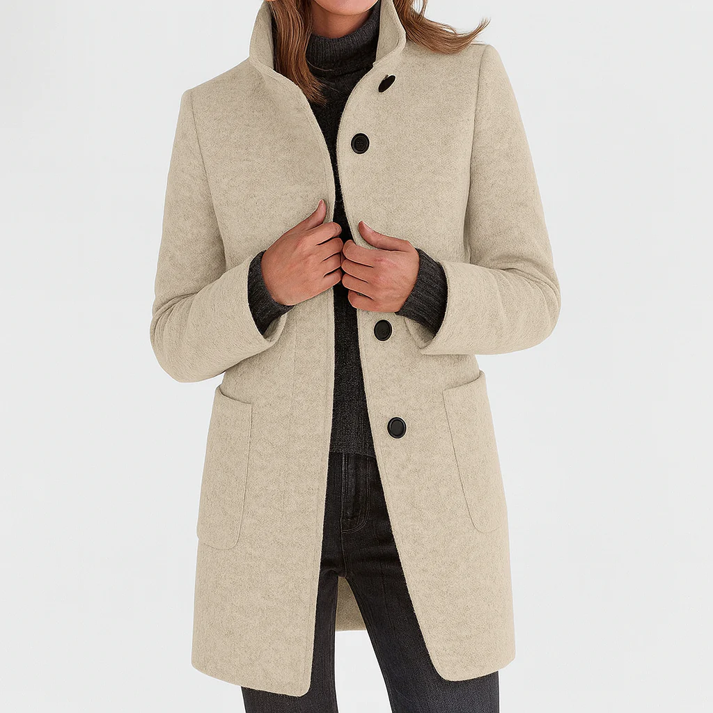 Adrienne | Manteau midi texturé à col montant