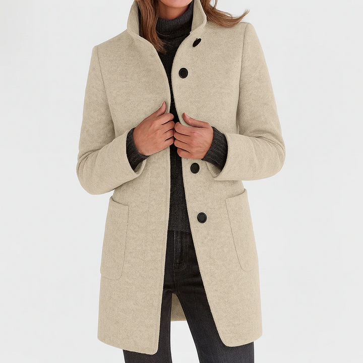 Adrienne | Manteau midi texturé à col montant