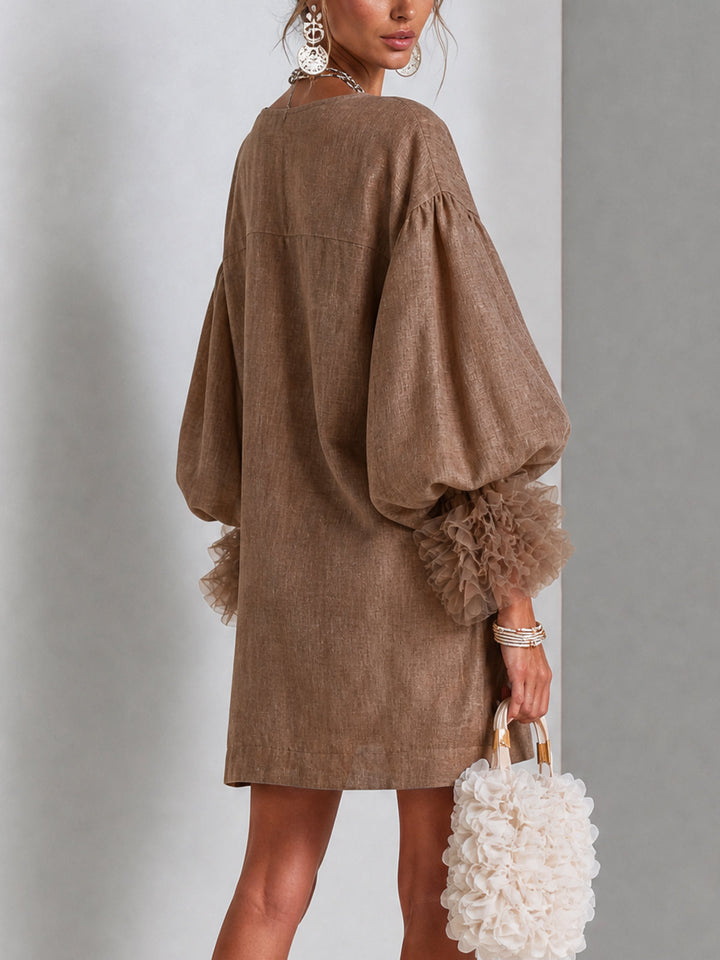 Iolanda | Robe courte zippée à manches ballon
