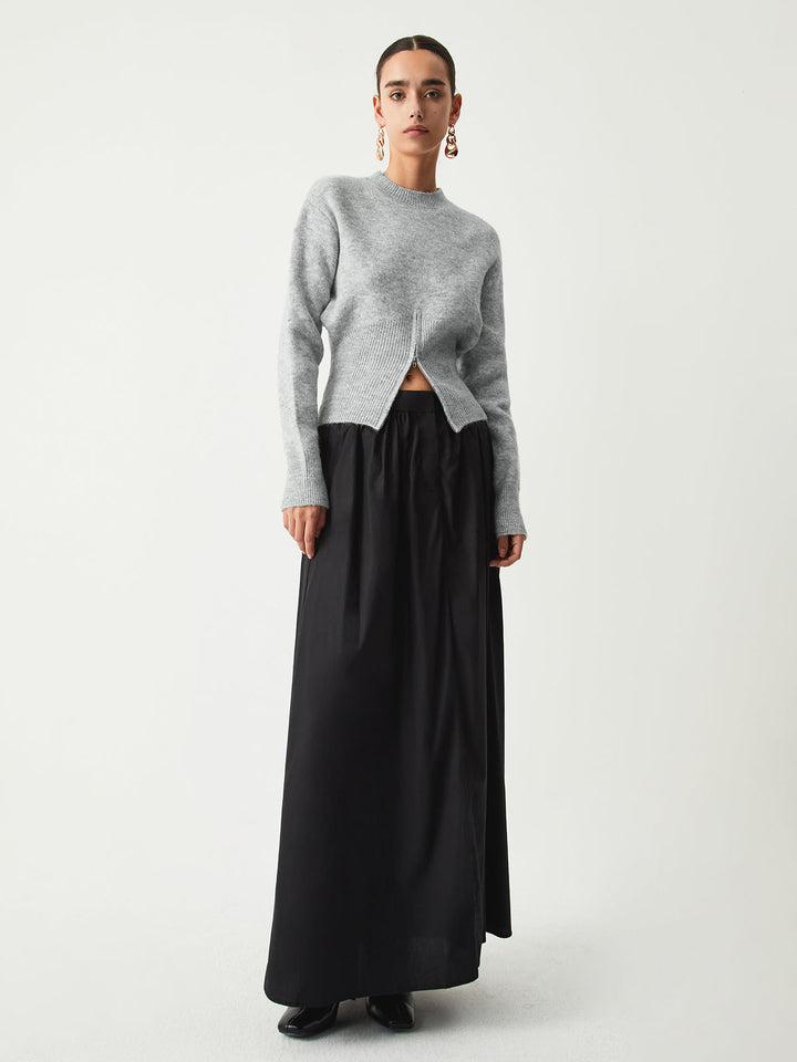 Jacotte | Pull court à taille côtelée et zip devant