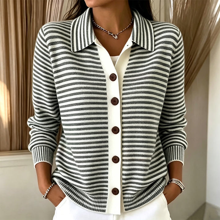Jagoda | Cardigan à fines rayures et col chemise