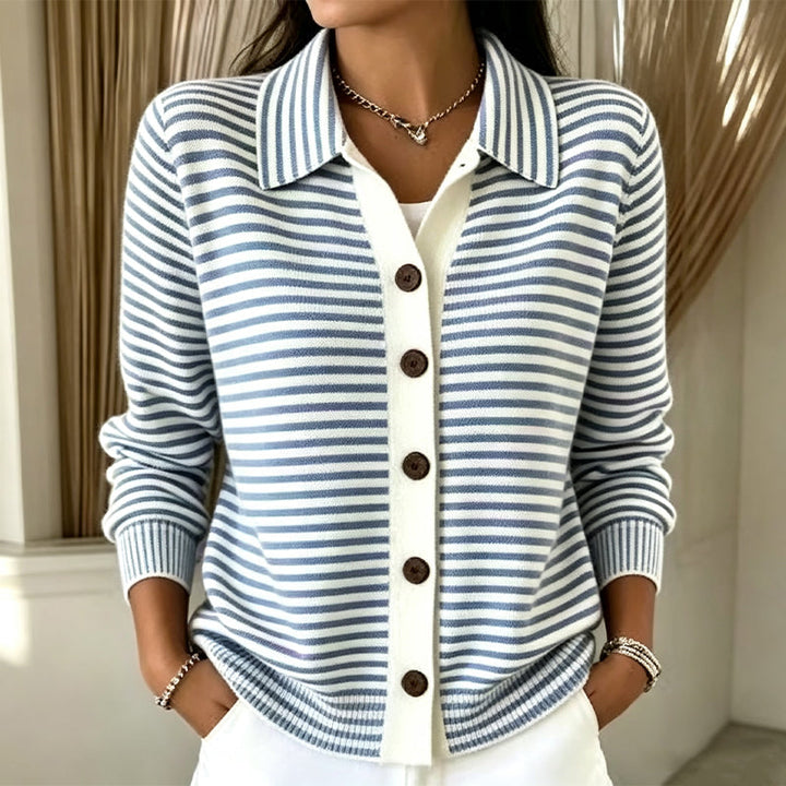 Jagoda | Cardigan à fines rayures et col chemise