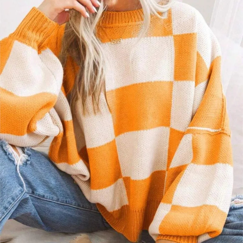 Kahina | Pull ample à damier