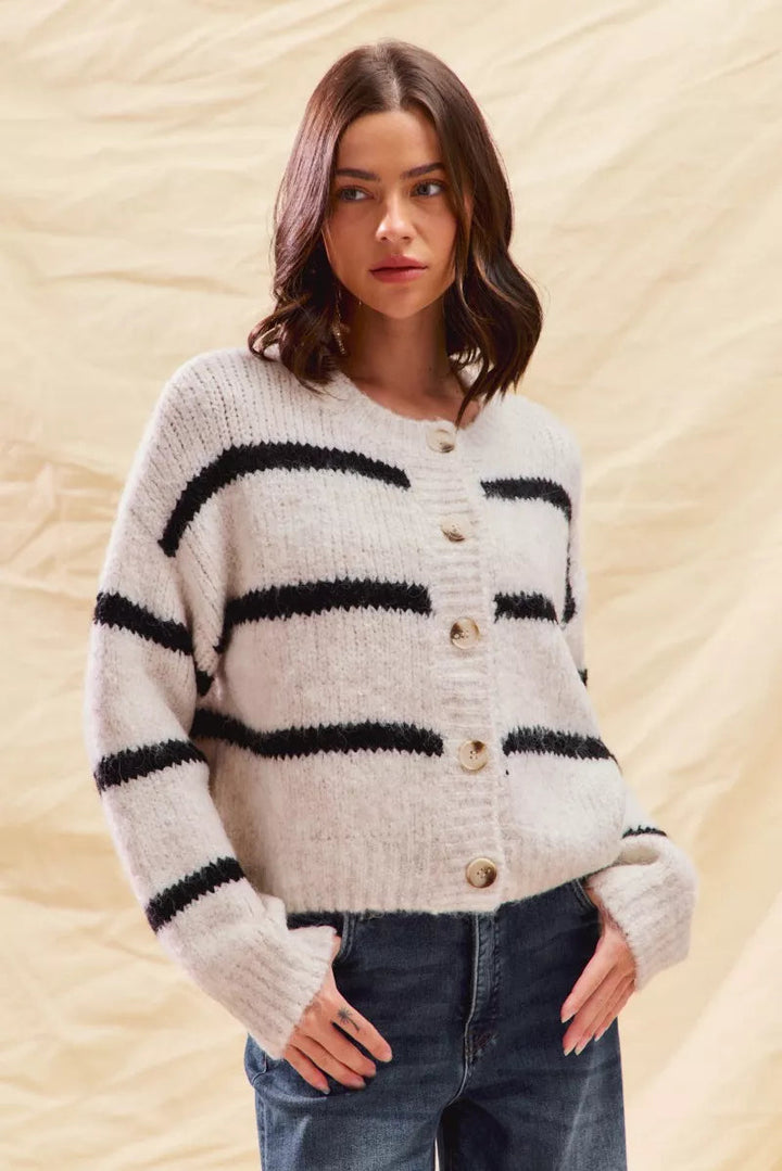 Klervi | Cardigan rayé à boutons