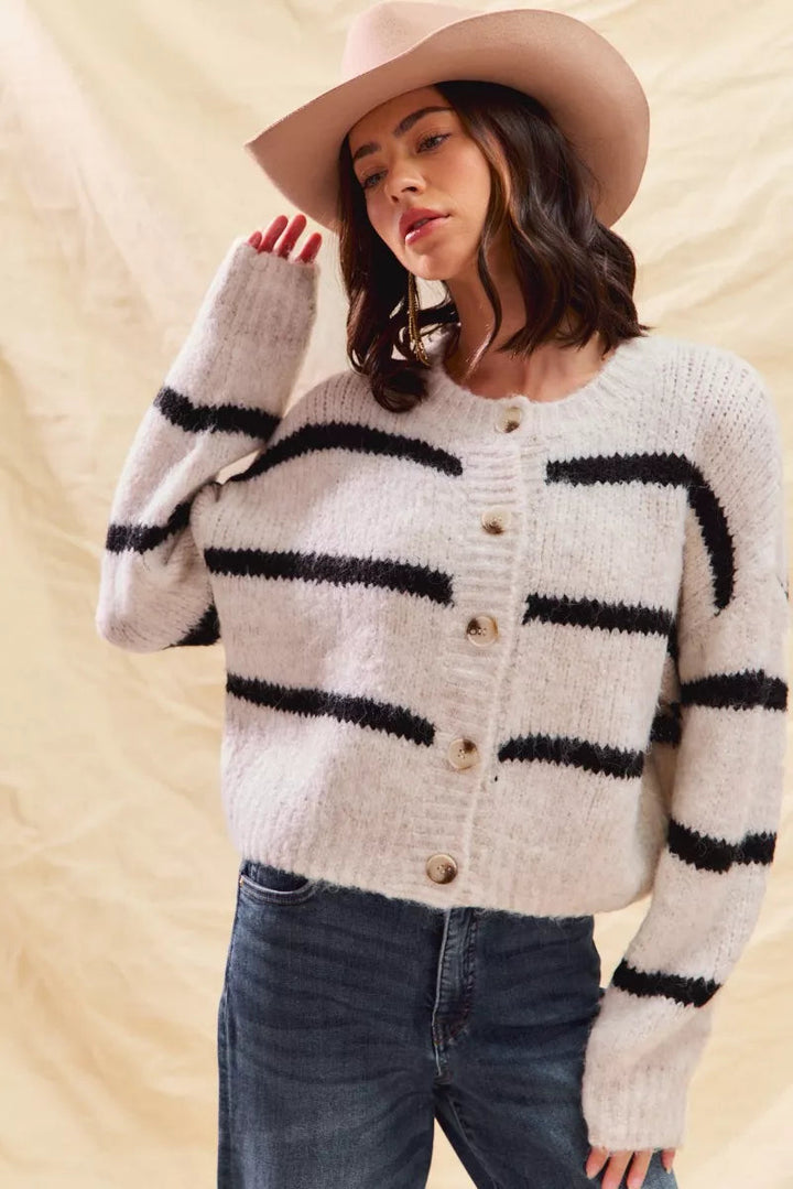 Klervi | Cardigan rayé à boutons