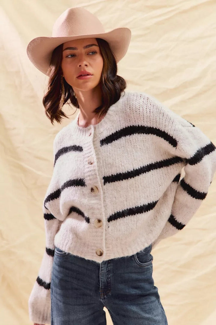 Klervi | Cardigan rayé à boutons