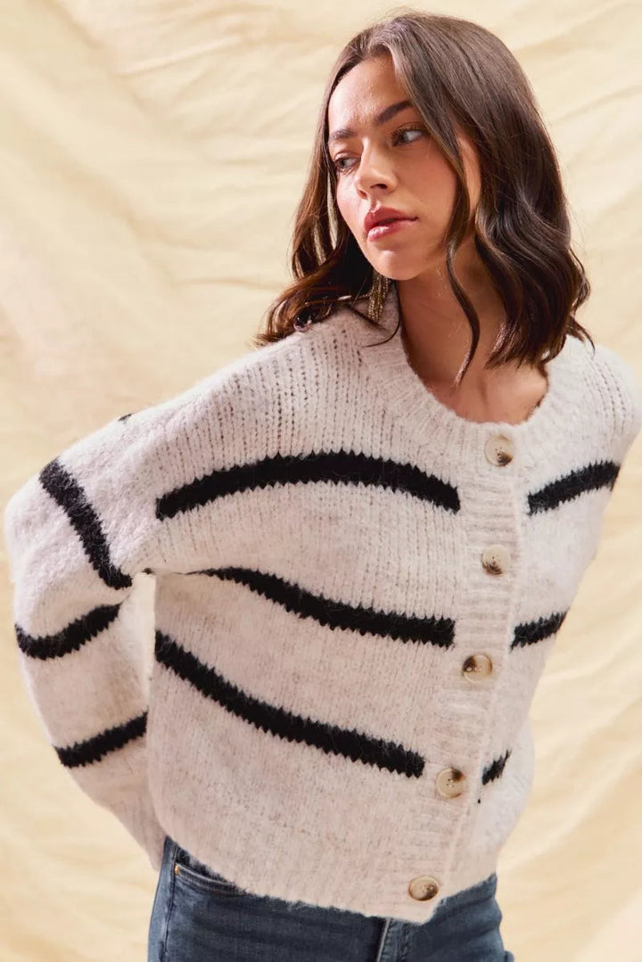 Klervi | Cardigan rayé à boutons