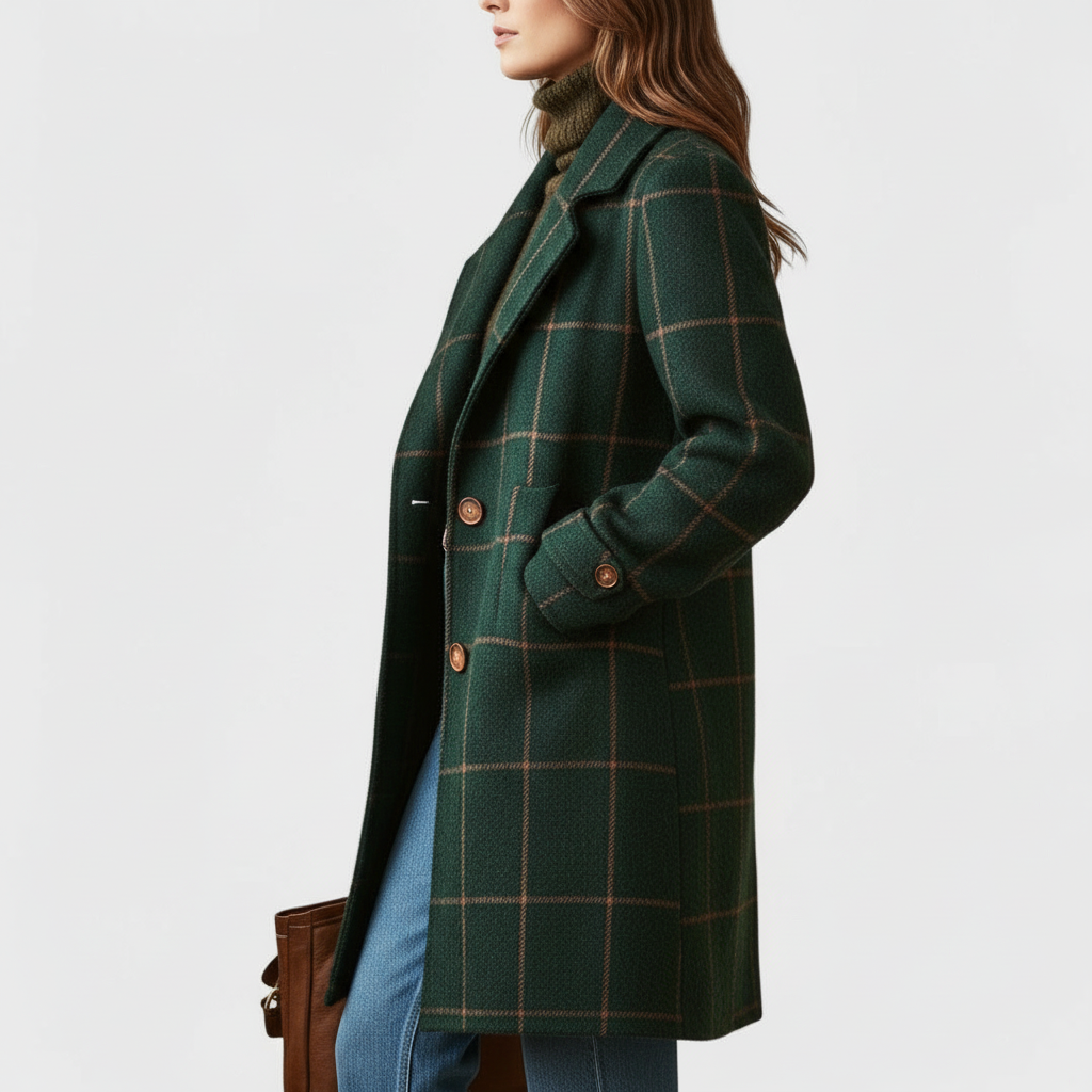 Fiona – Manteau à Carreaux Classique