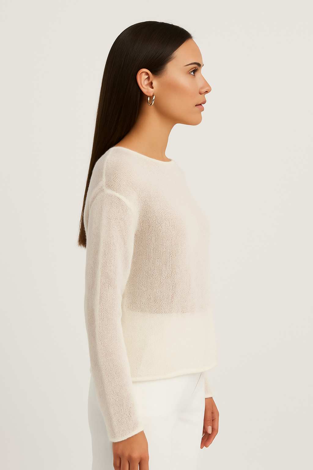 Léandra | Pull fin en maille aérée à col bateau