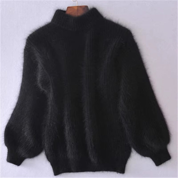 Ludmila | Pull duveteux à col roulé taille unique