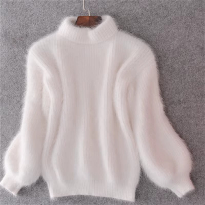 Ludmila | Pull duveteux à col roulé taille unique