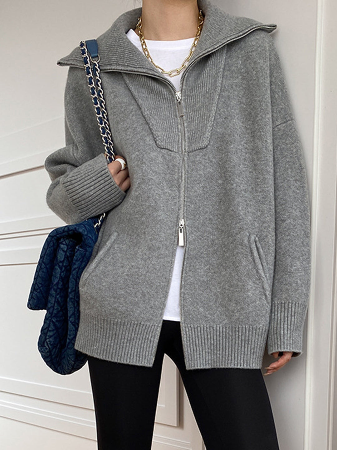 Maëva | Cardigan zippé oversize à grand col