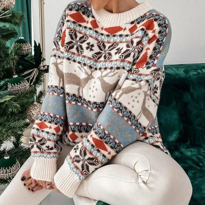 Maguelone | Pull de Noël jacquard à rennes