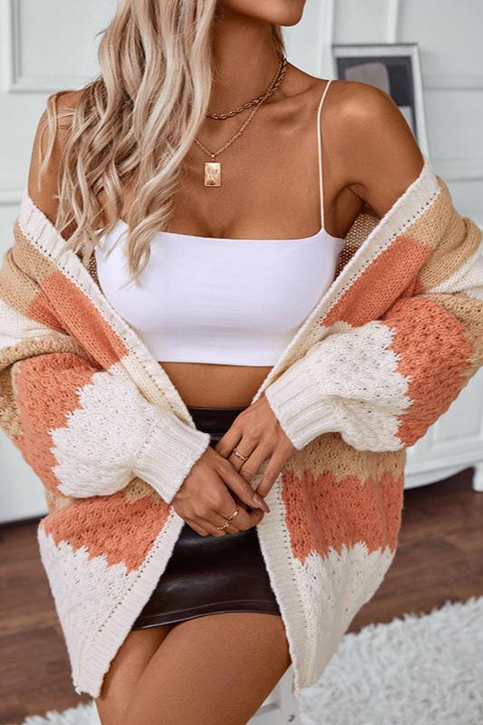 Maïwenn | Cardigan oversize ouvert à larges rayures