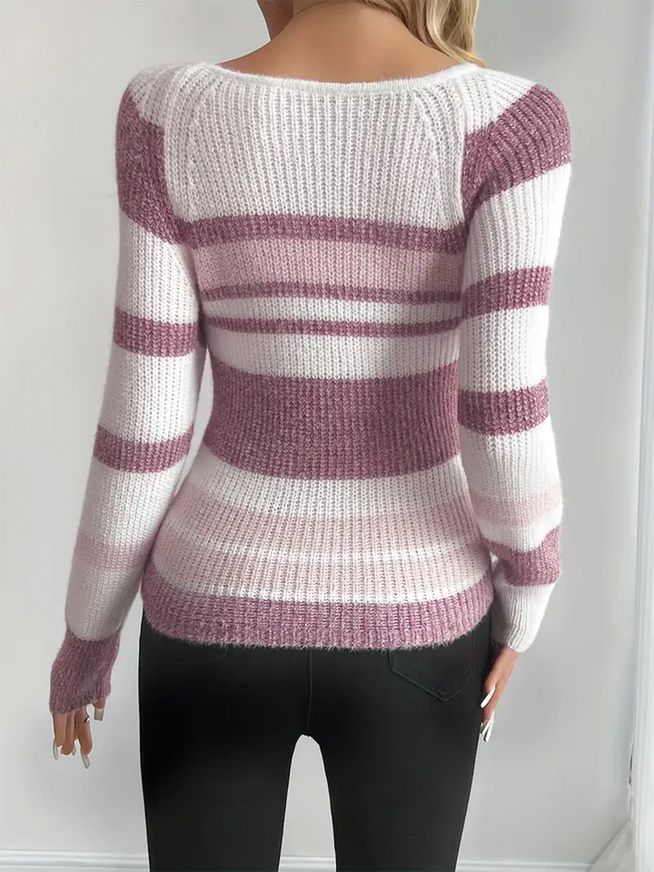 Malvina | Pull rayé ajusté à encolure dégagée