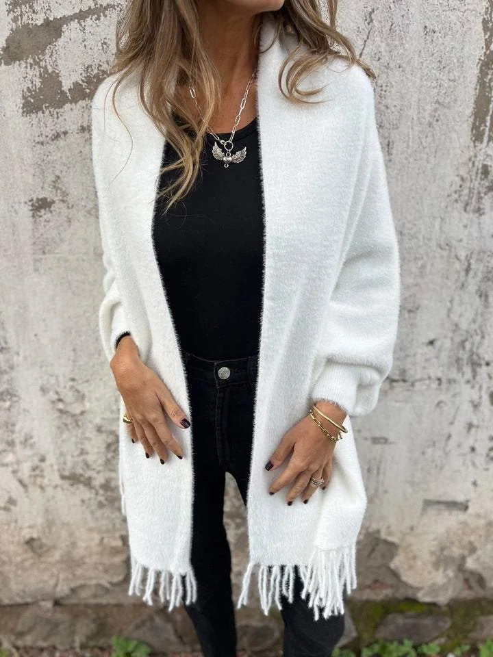 Marjolaine | Cardigan long à franges