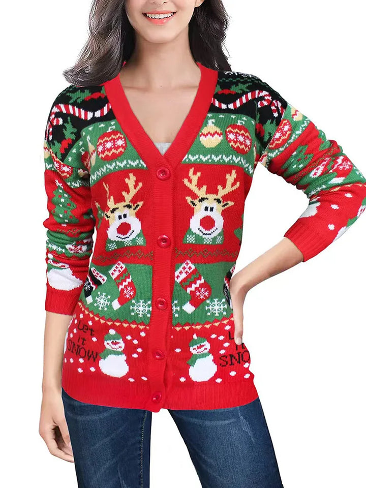 Marylou | Cardigan de Noël boutonné à col V