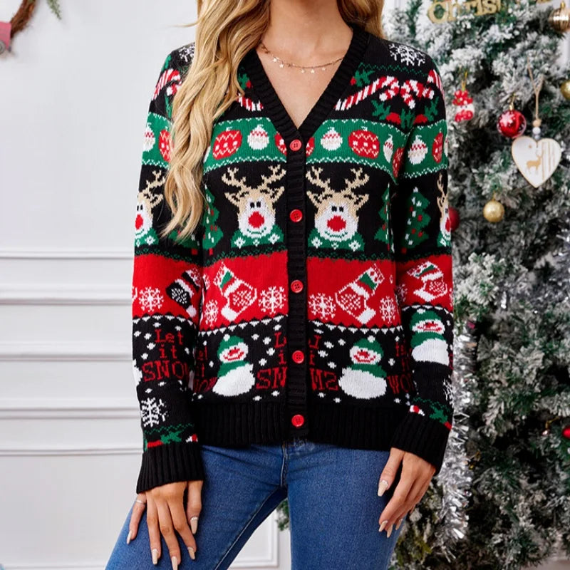 Marylou | Cardigan de Noël boutonné à col V