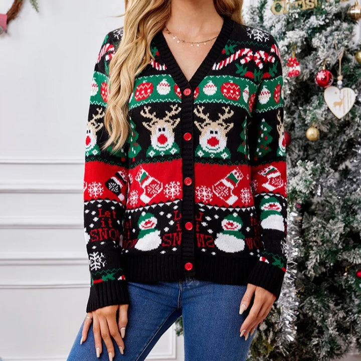 Marylou | Cardigan de Noël boutonné à col V