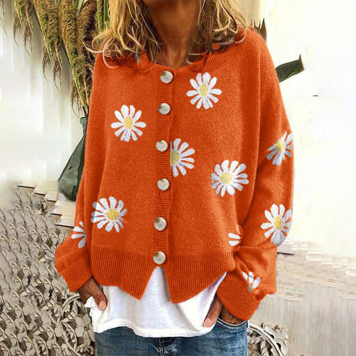 Annabelle | Cardigan boutonné à motif marguerites