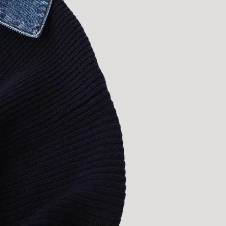 Maud | Cardigan côtelé à col en jean