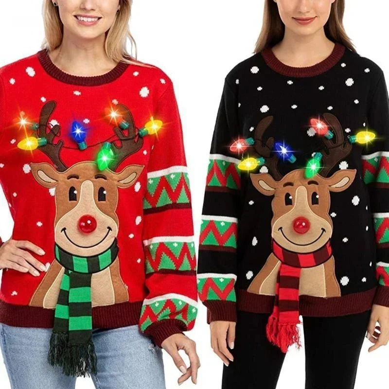 Mauricette | Pull de Noël lumineux à renne