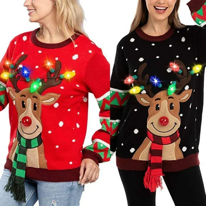 Mauricette | Pull de Noël lumineux à renne