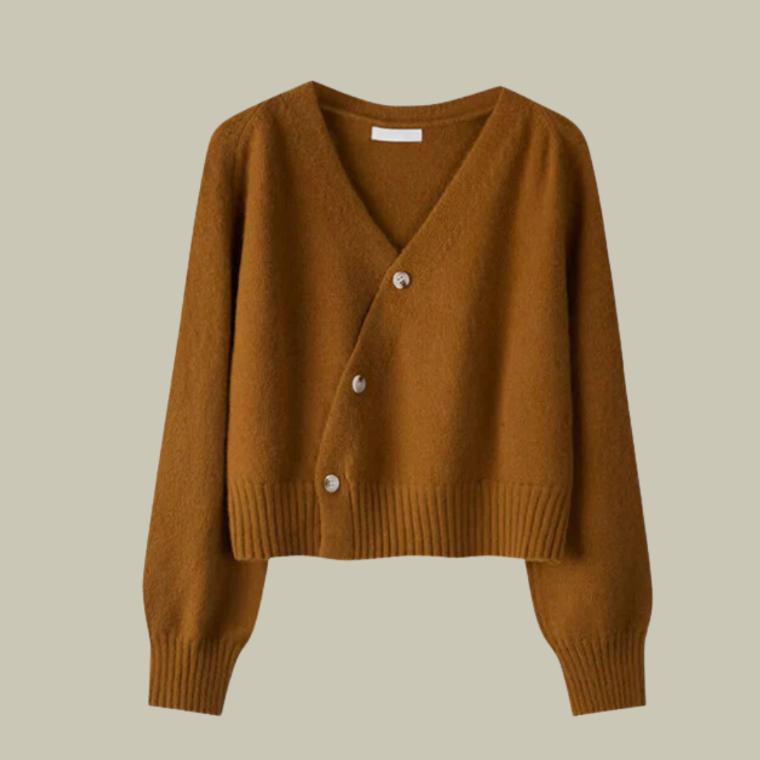Mirabelle | Cardigan court à col V et boutonnage croisé