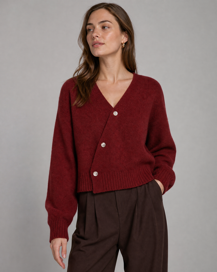 Mirabelle | Cardigan court à col V et boutonnage croisé
