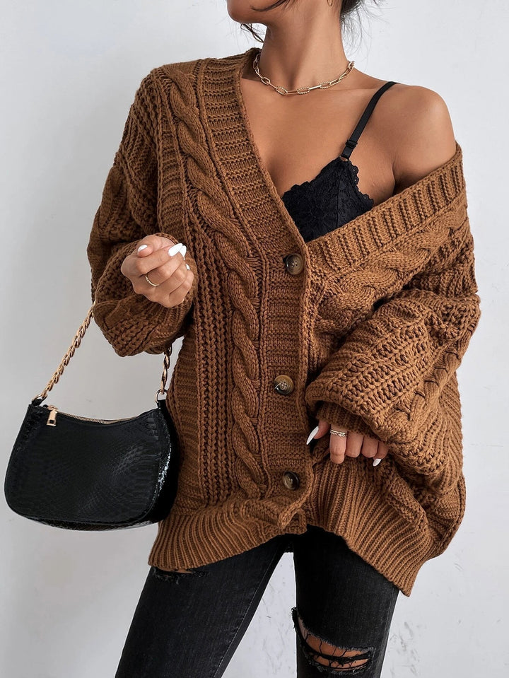 Morgane | Cardigan oversize en maille torsadée