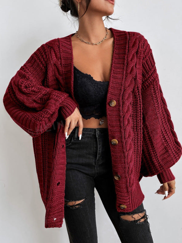 Morgane | Cardigan oversize en maille torsadée