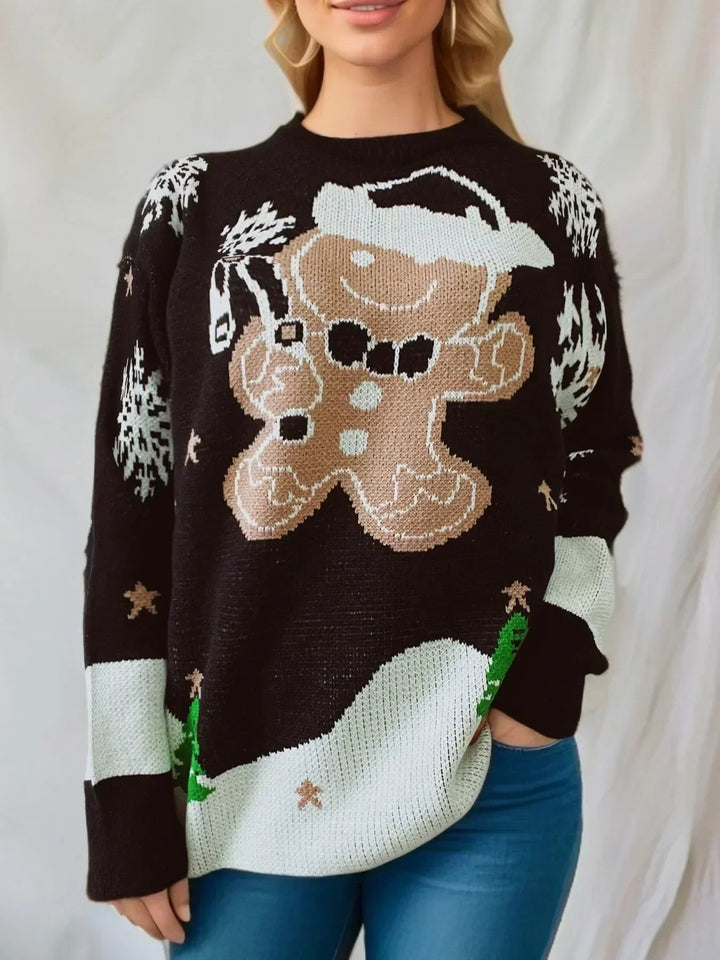 Naïma | Pull de Noël à grand bonhomme en pain d&
