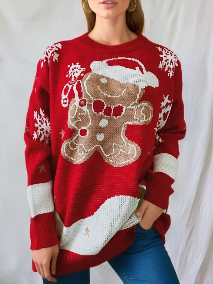 Naïma | Pull de Noël à grand bonhomme en pain d&
